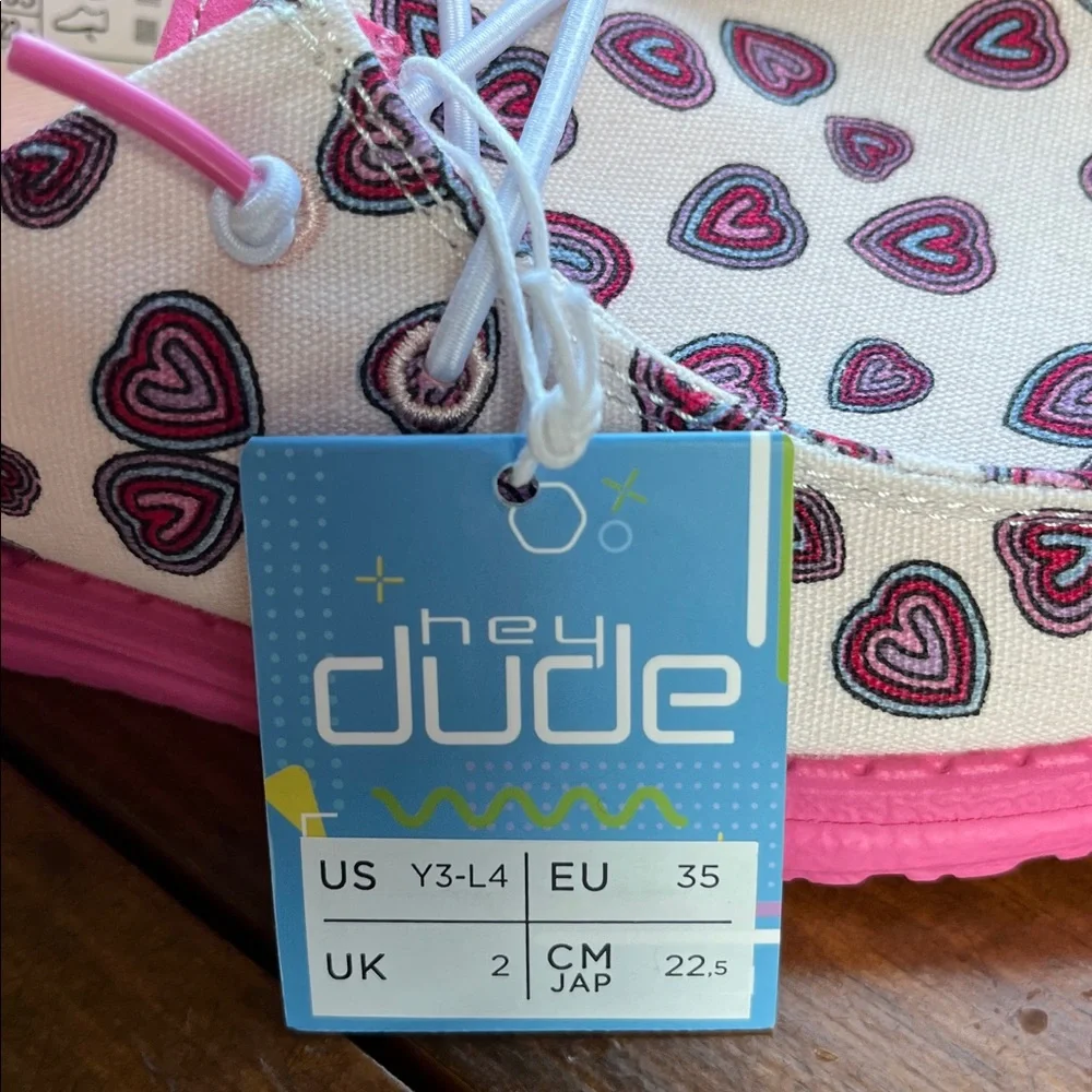 HEY DUDE WENDY YOUTH HEARTS PINK US Y3-L4
